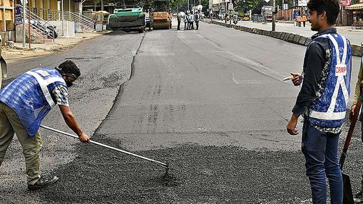A road being re-carped in the city. | Photo Credit: File photo