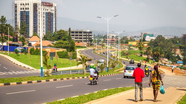 KIGALI, RWANDA - CIRCA FEBRUARY 2017: A view towards town and some university buildings in Kigali.